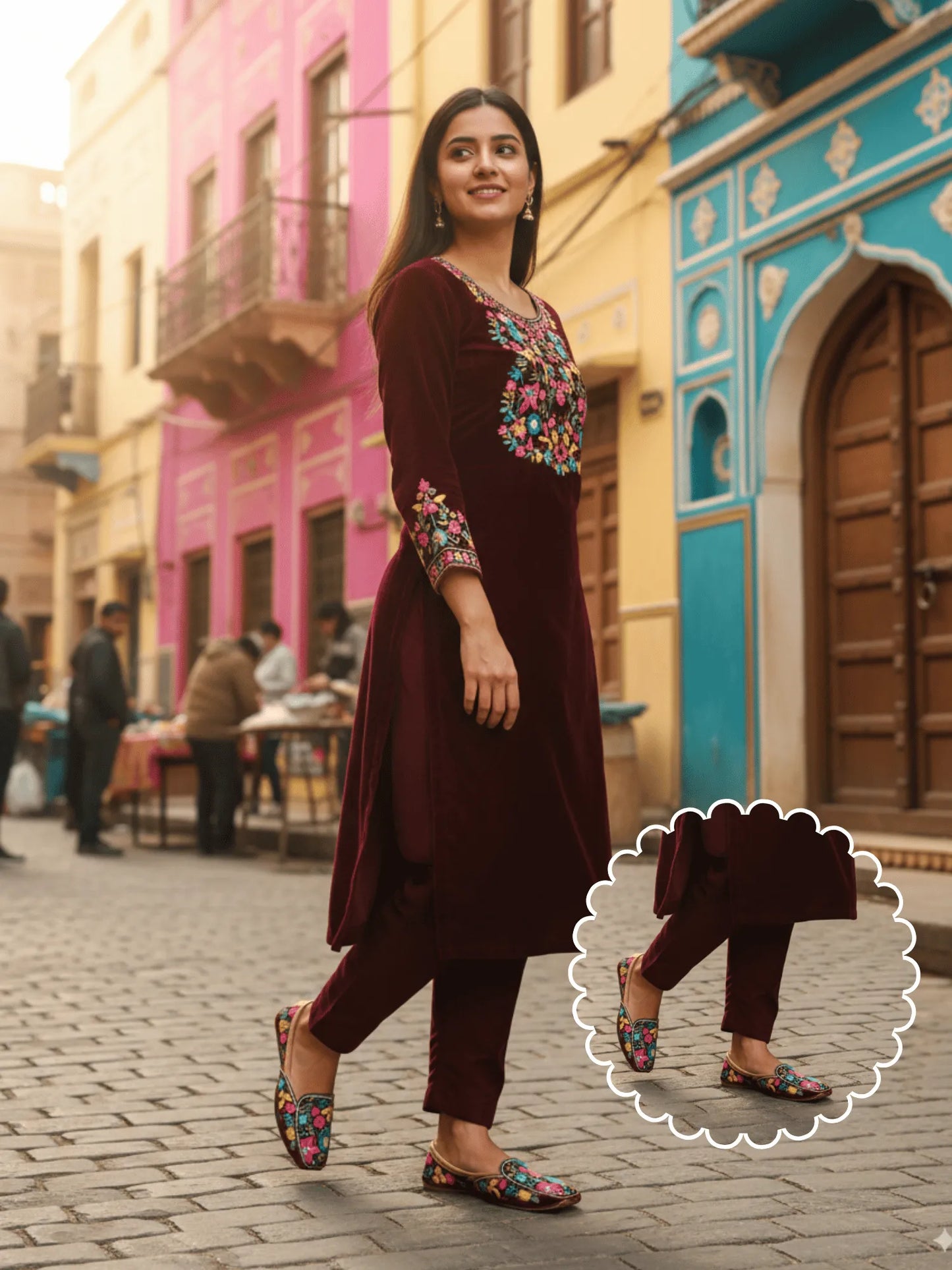 FitoorFeet Golden Multi Jutti