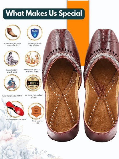 UrbanMehfil Leather Floral Jutti