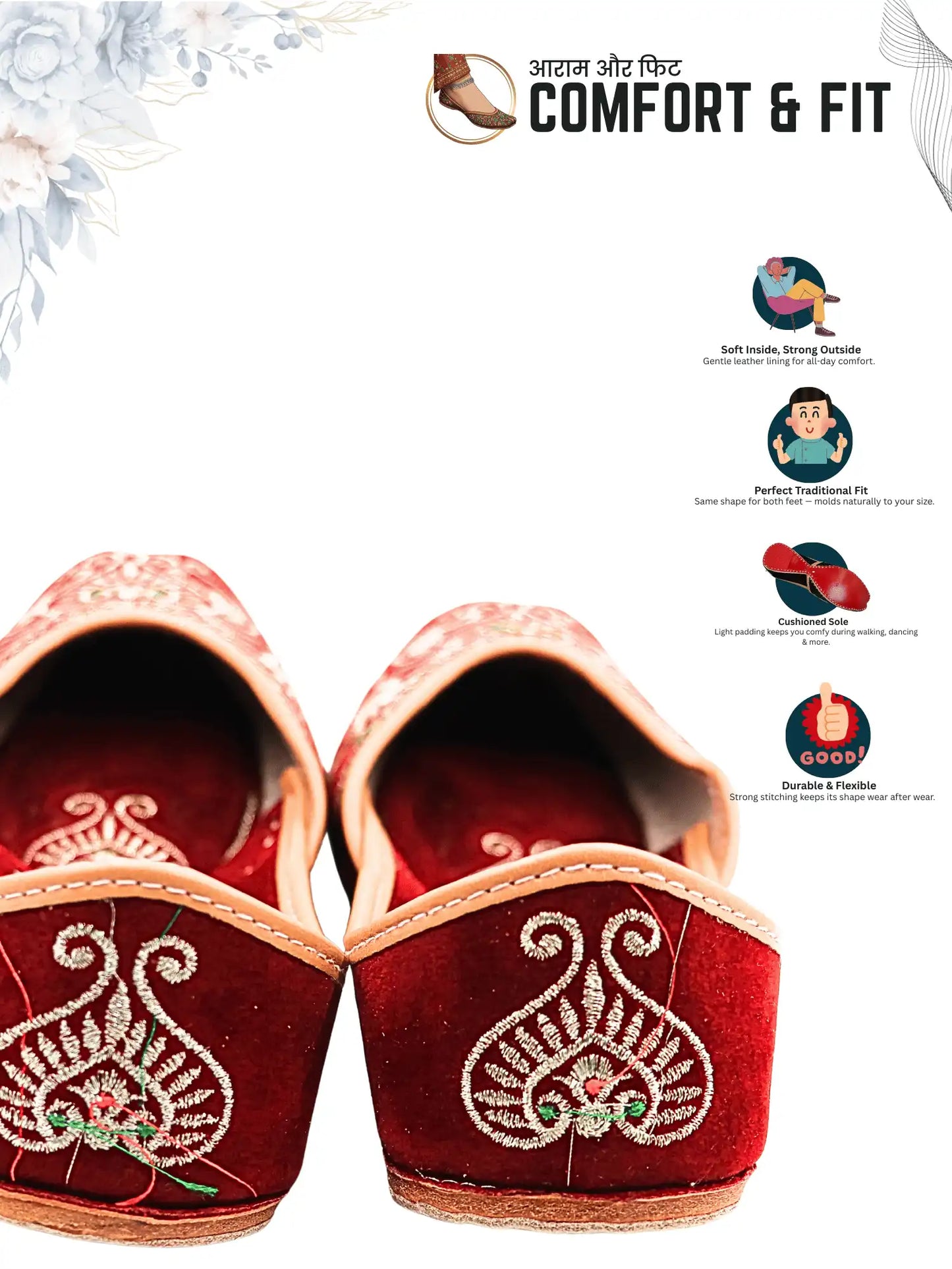 NOORVIKA Red Velvet Jutti