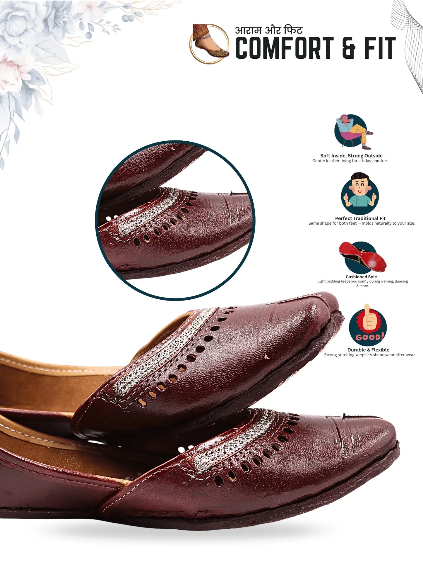 UrbanMehfil Leather Floral Jutti