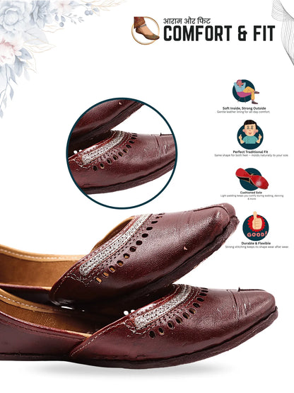 UrbanMehfil Leather Floral Jutti