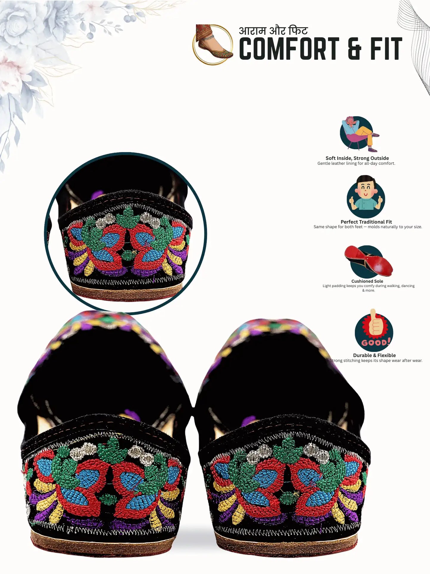 Adaayein Floral Embroidered Jutti