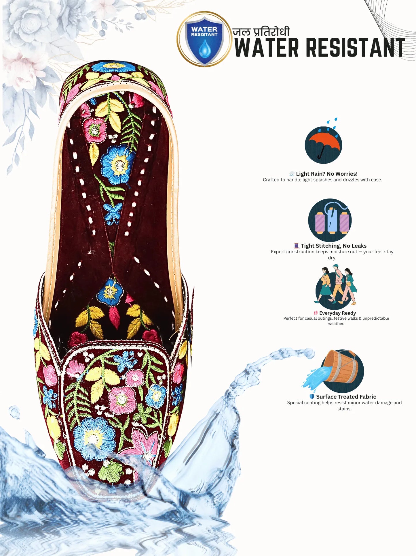 FitoorFeet Golden Multi Jutti