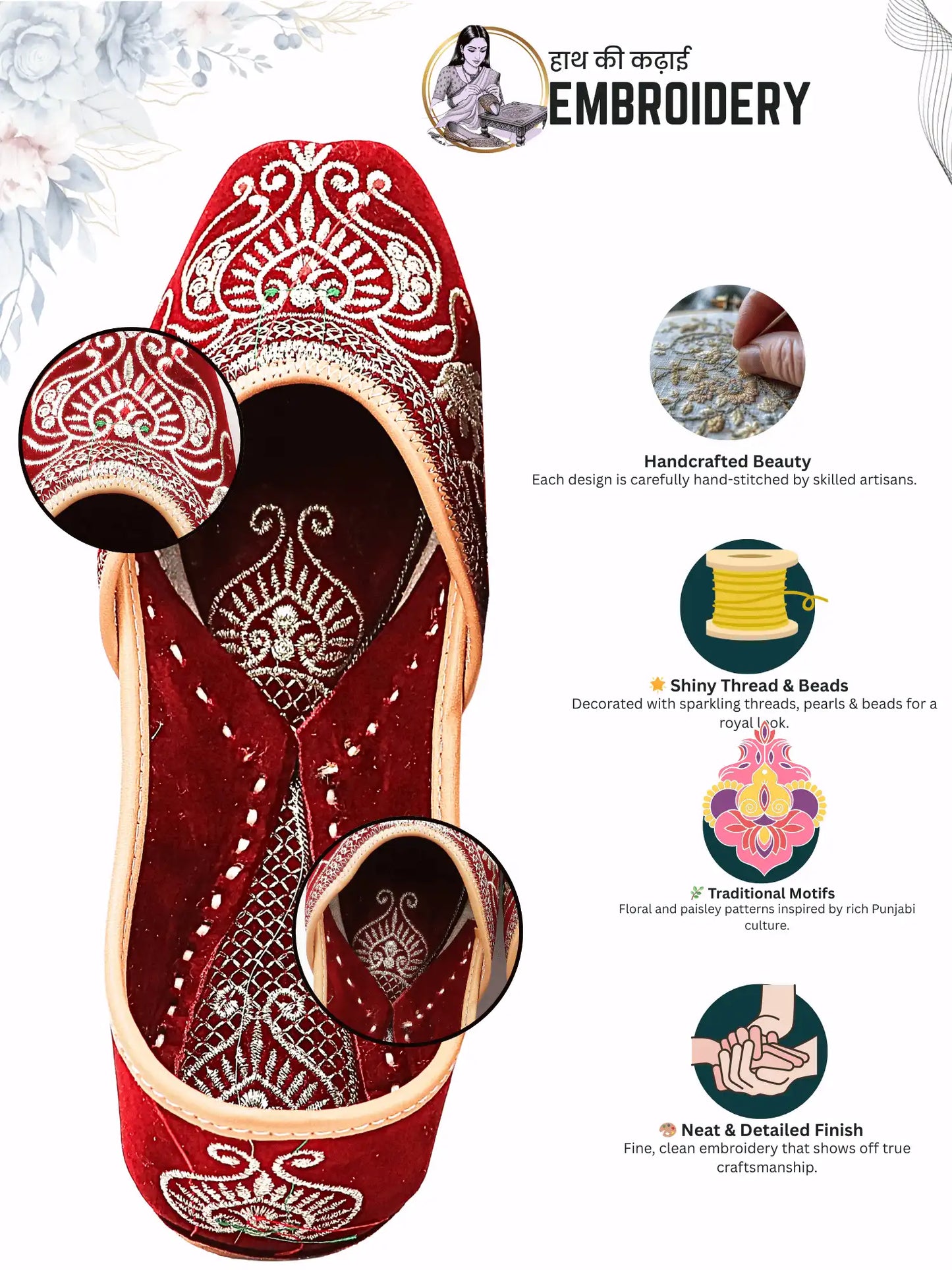 NOORVIKA Red Velvet Jutti