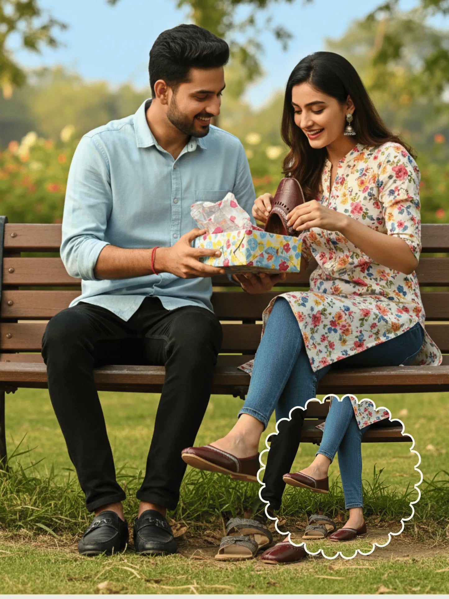 UrbanMehfil Leather Floral Jutti