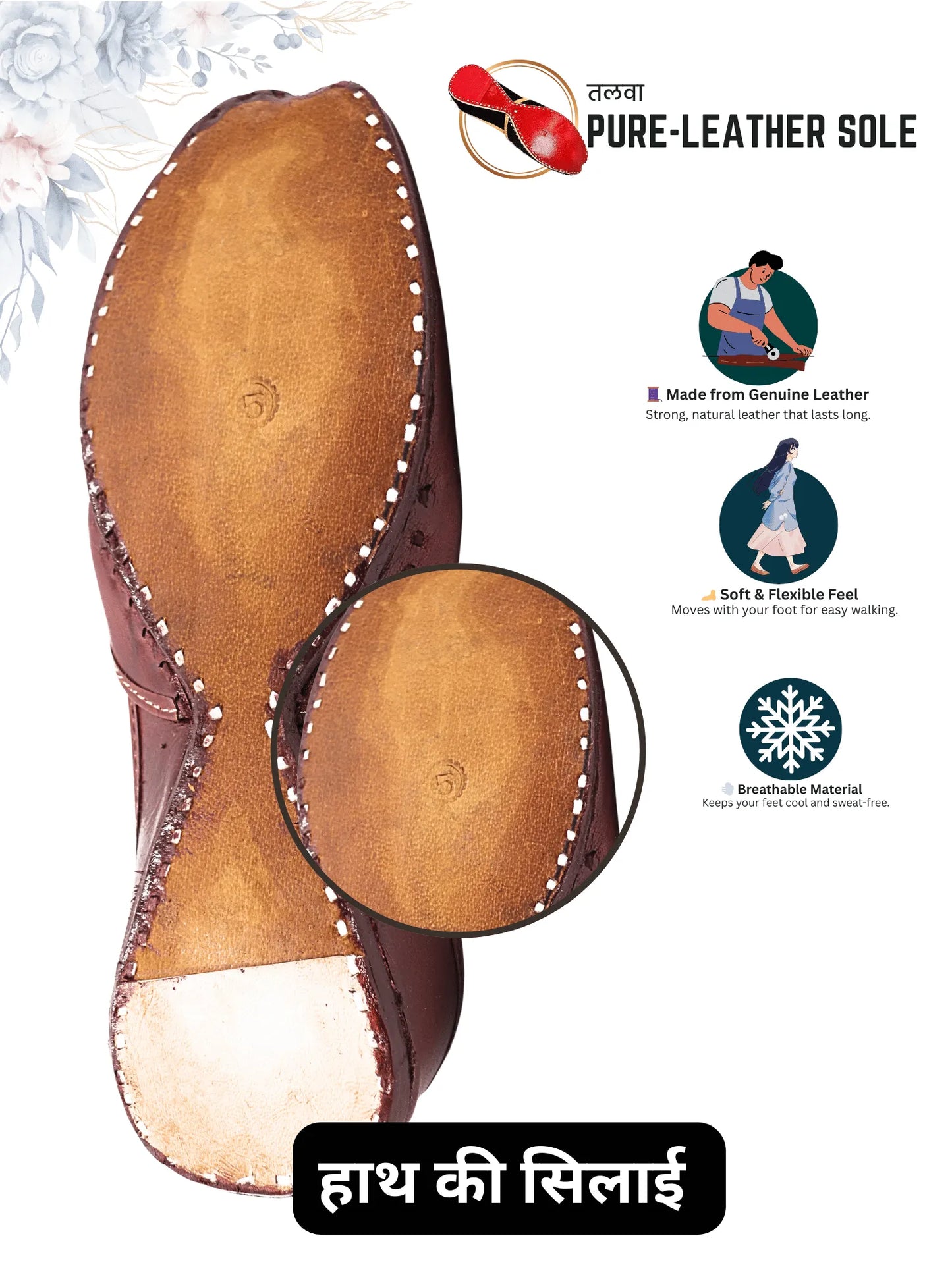 UrbanMehfil Leather Floral Jutti
